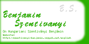 benjamin szentivanyi business card