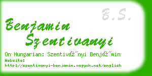 benjamin szentivanyi business card